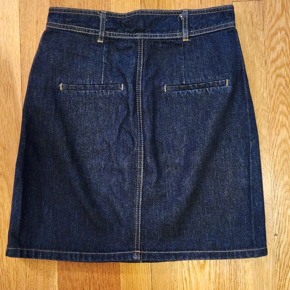 Maje Button-Front Denim Mini Skirt, French Girl Style, Dark Wash, Sz FR 38/US 6 - Picture 6 of 13